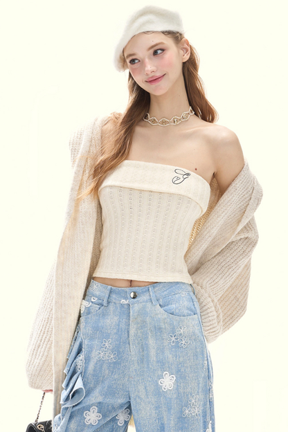 ロゴインナースリムニットトップス