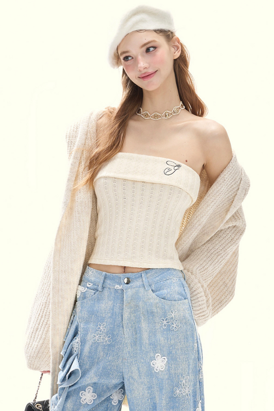 ロゴインナースリムニットトップス