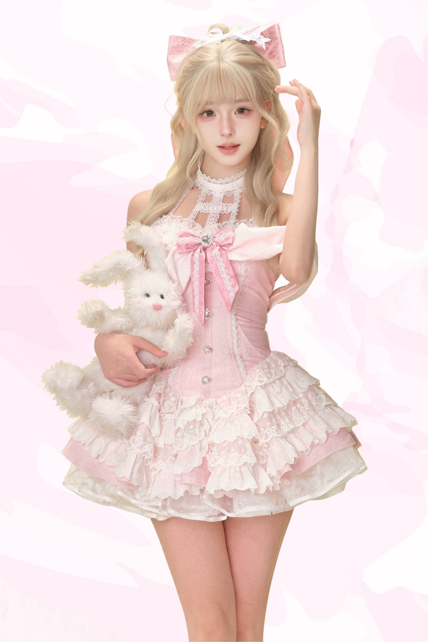 Mary Sweetheart Jacquard Dress + Ribbon + Skirt