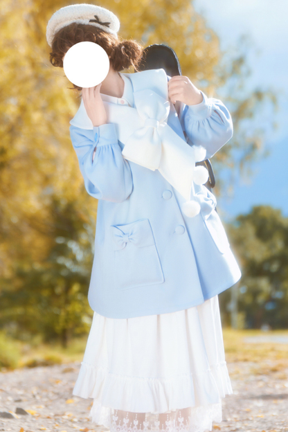 ガールズハートシングルブレストルーズウールコート+スカート