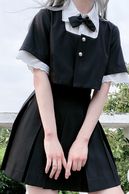 Maria Rüschenhemd + Plisseerock + Kurze Jacke