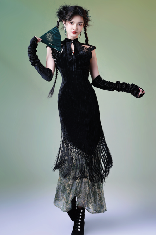 バタフライフィッシュテールタッセルドレス