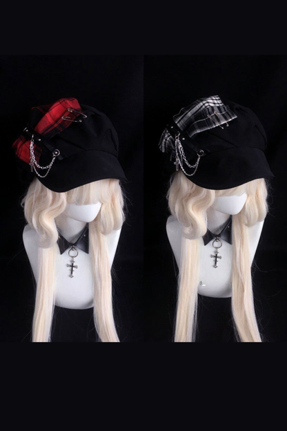 暗黑格纹云朵帽