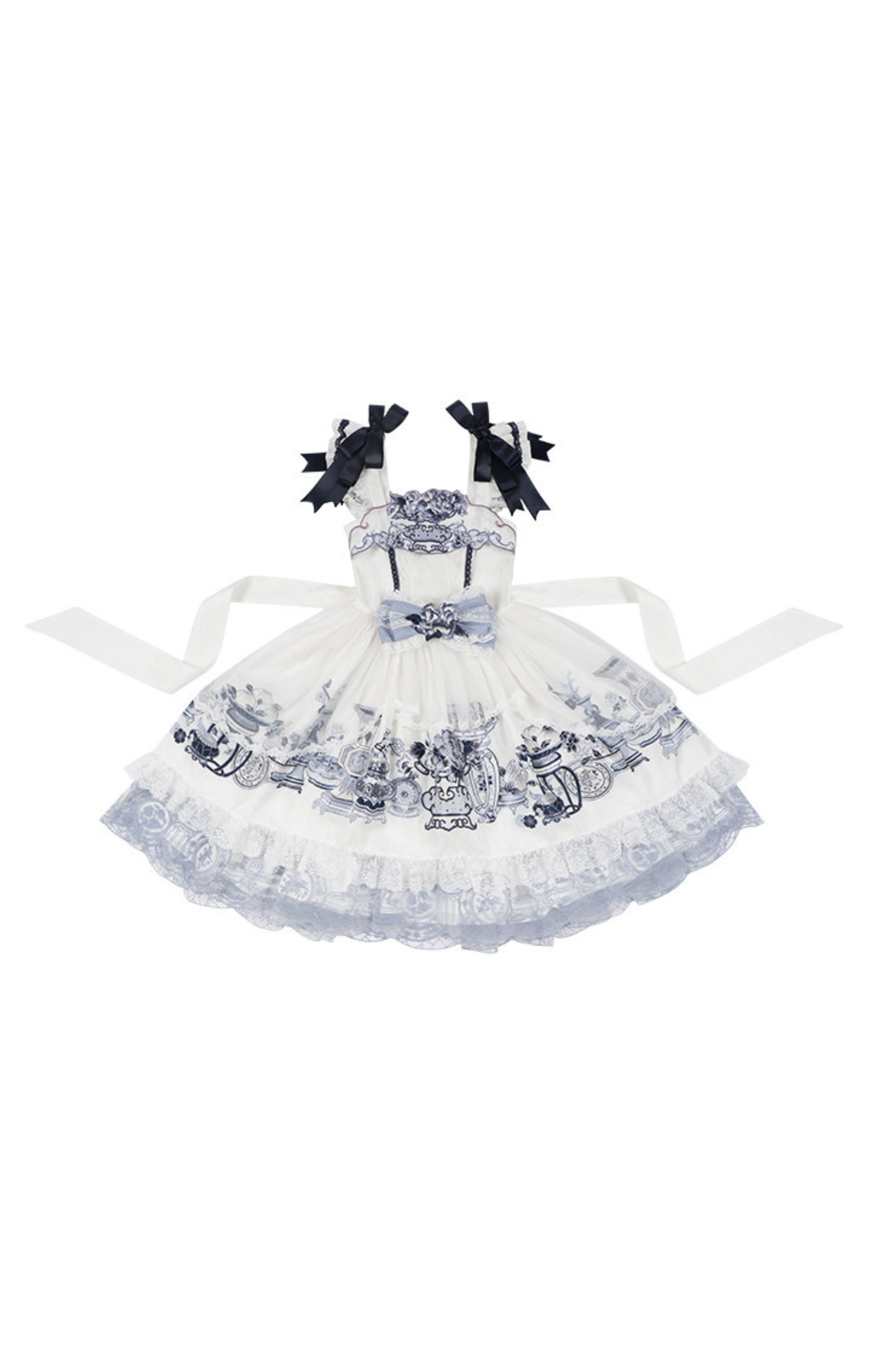 중국 디자인 플라잉 슬리브 로리타 원피스 + 리본