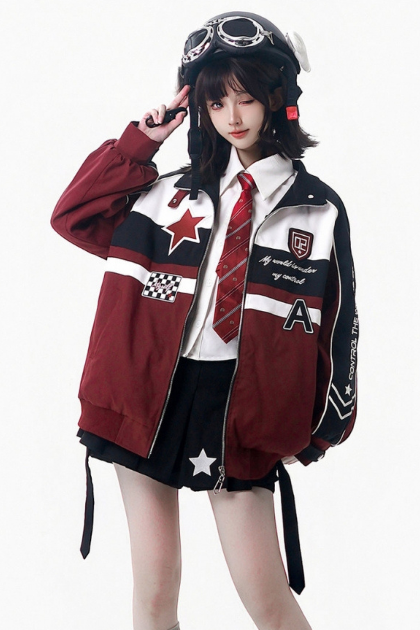 カラーブロックバイカージャケット