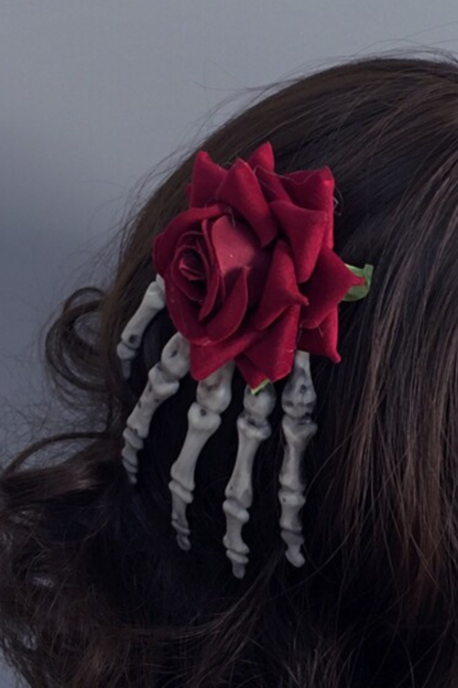 ゴシックスカルヘアクリップ+ベール+ヘアバンド+ヘアピン