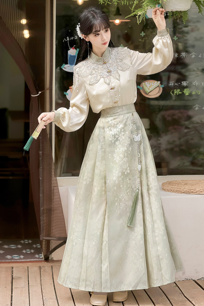 Jasmine Rain Long Sleeve Shirt + Elegant Skirt