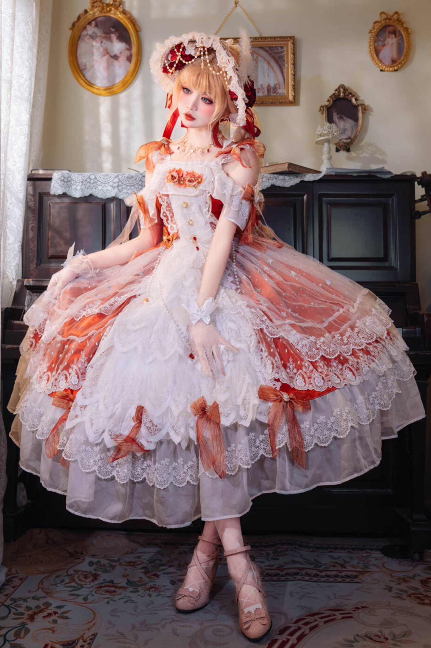 スイートロリータフラワーハット+ネックレス