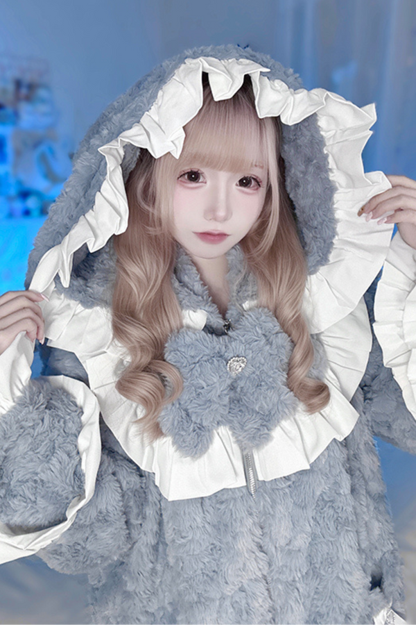 Bunny Hooded Boa Coat