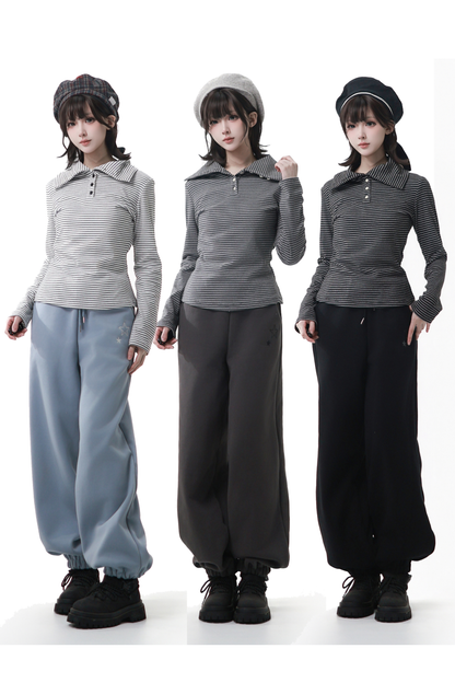 エンブロイダードスノーフレークサーマルパンツ