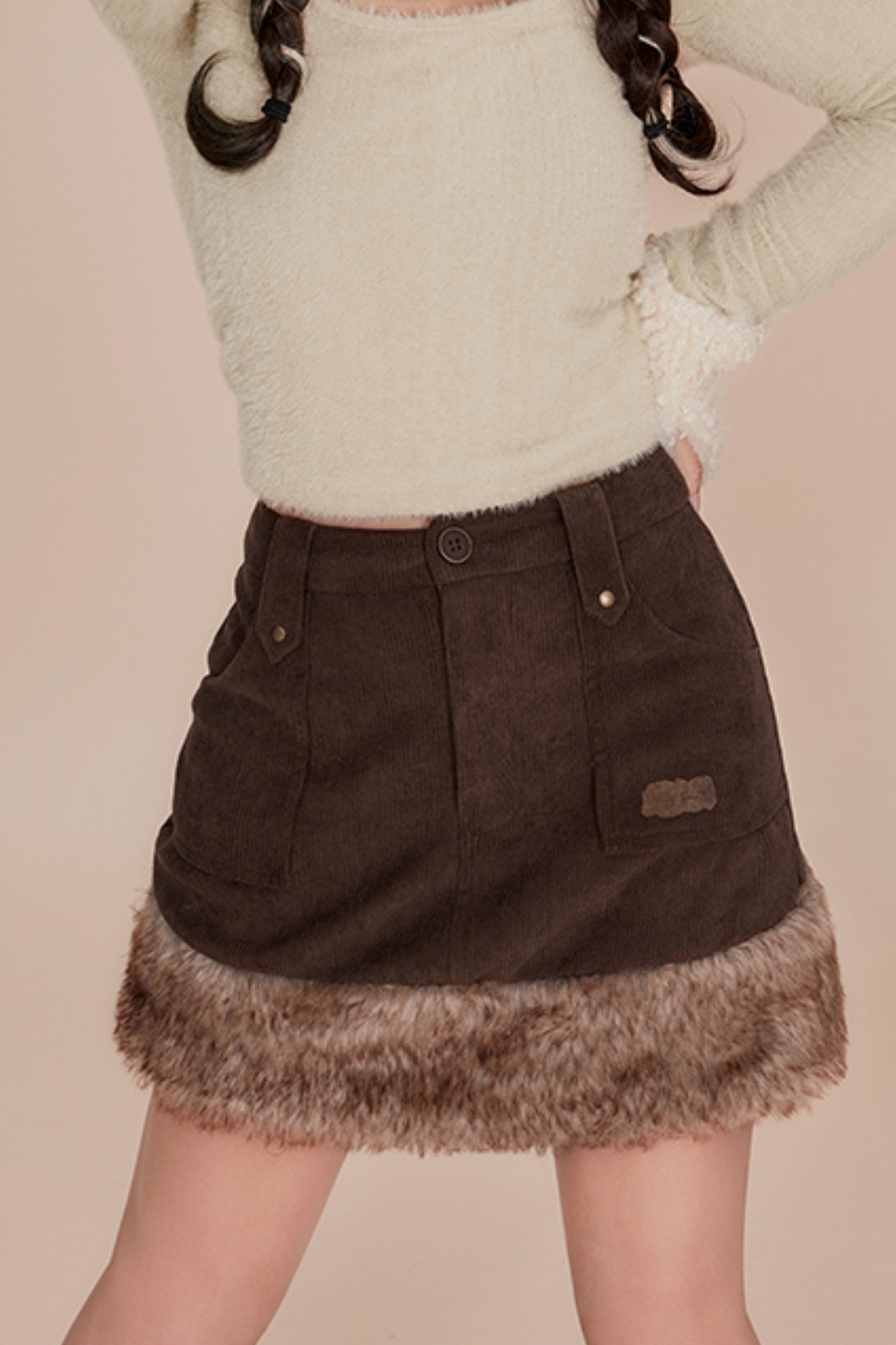 Corduroy Fur Skirt