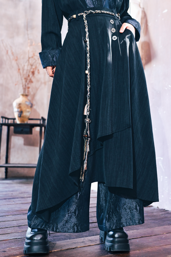 Snake wide dark china pants