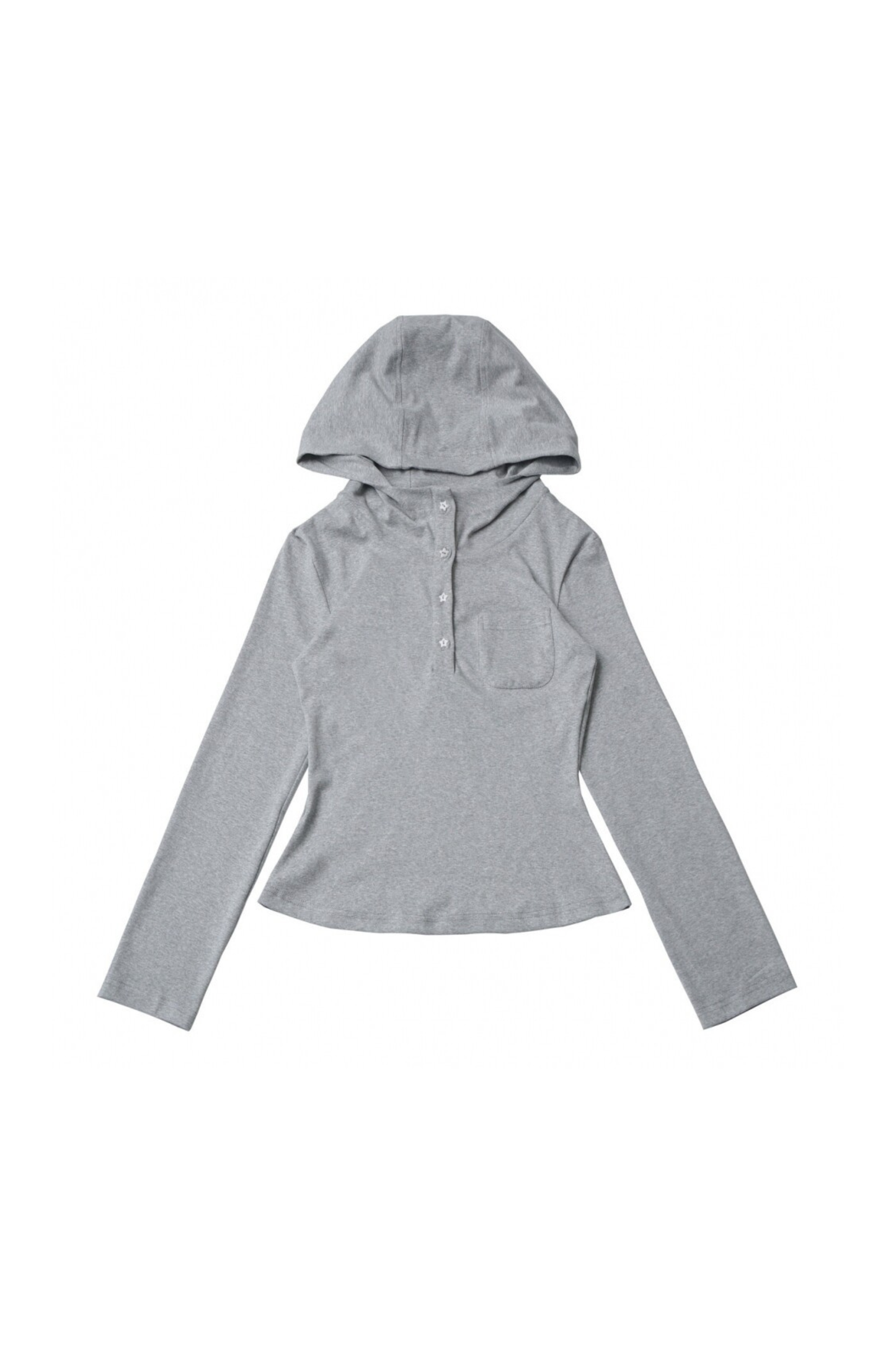 Star Button Hooded Top