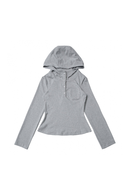 Star Button Hooded Top