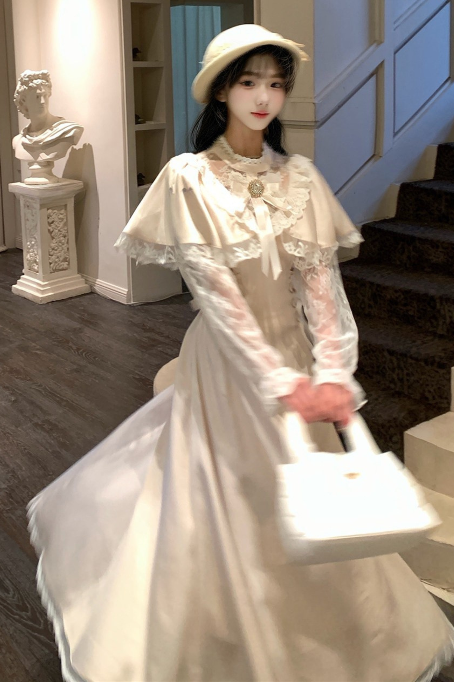 Pure Desire Lace Cape Long Dress