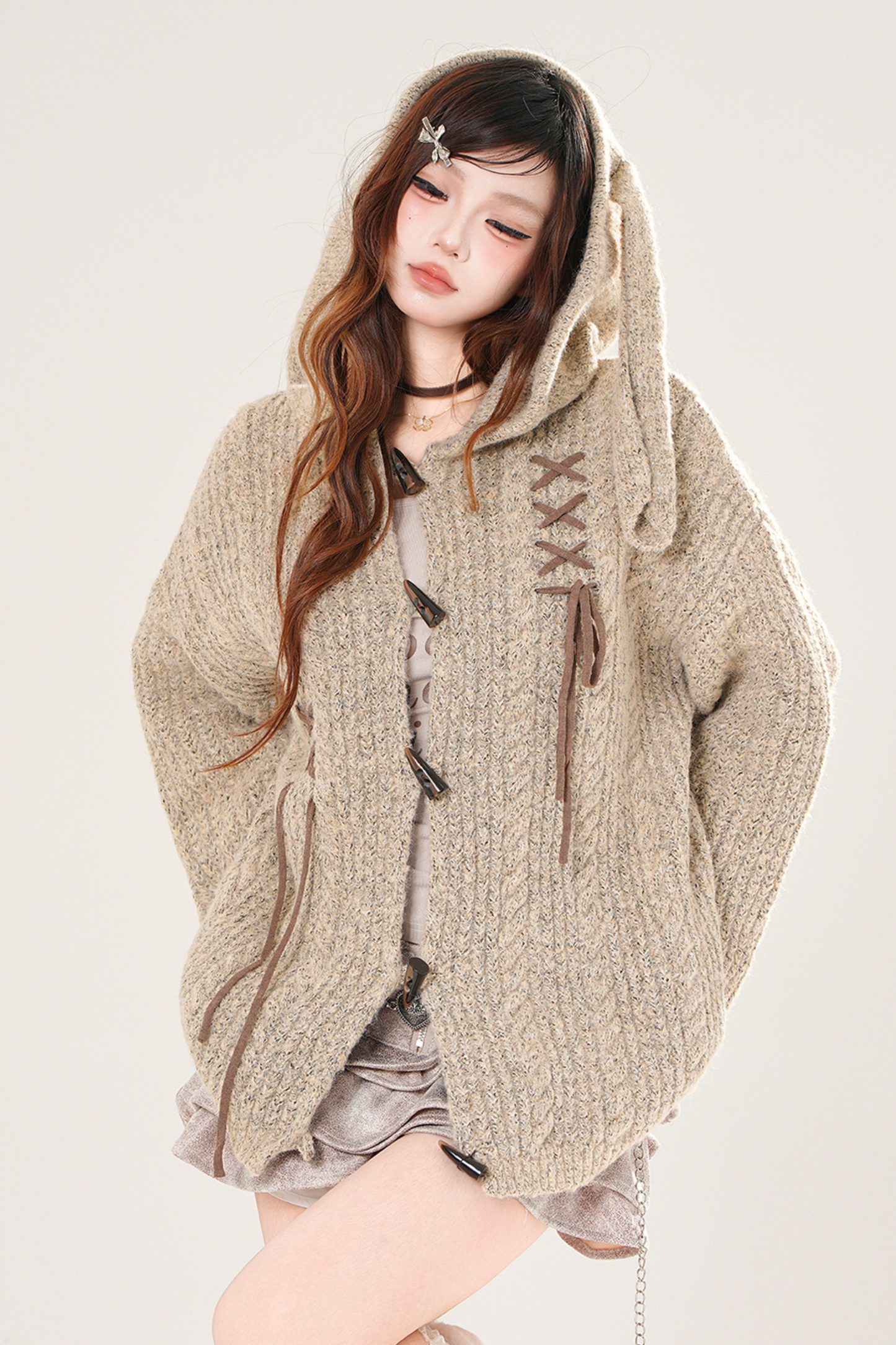 Y2Kバニーフーデッドセーター