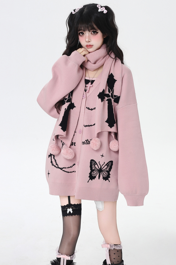 Butterfly Loose Design Sweater Cardigan