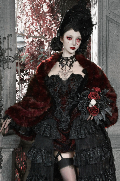 Thriller Crimson Gothic Fur Shawl