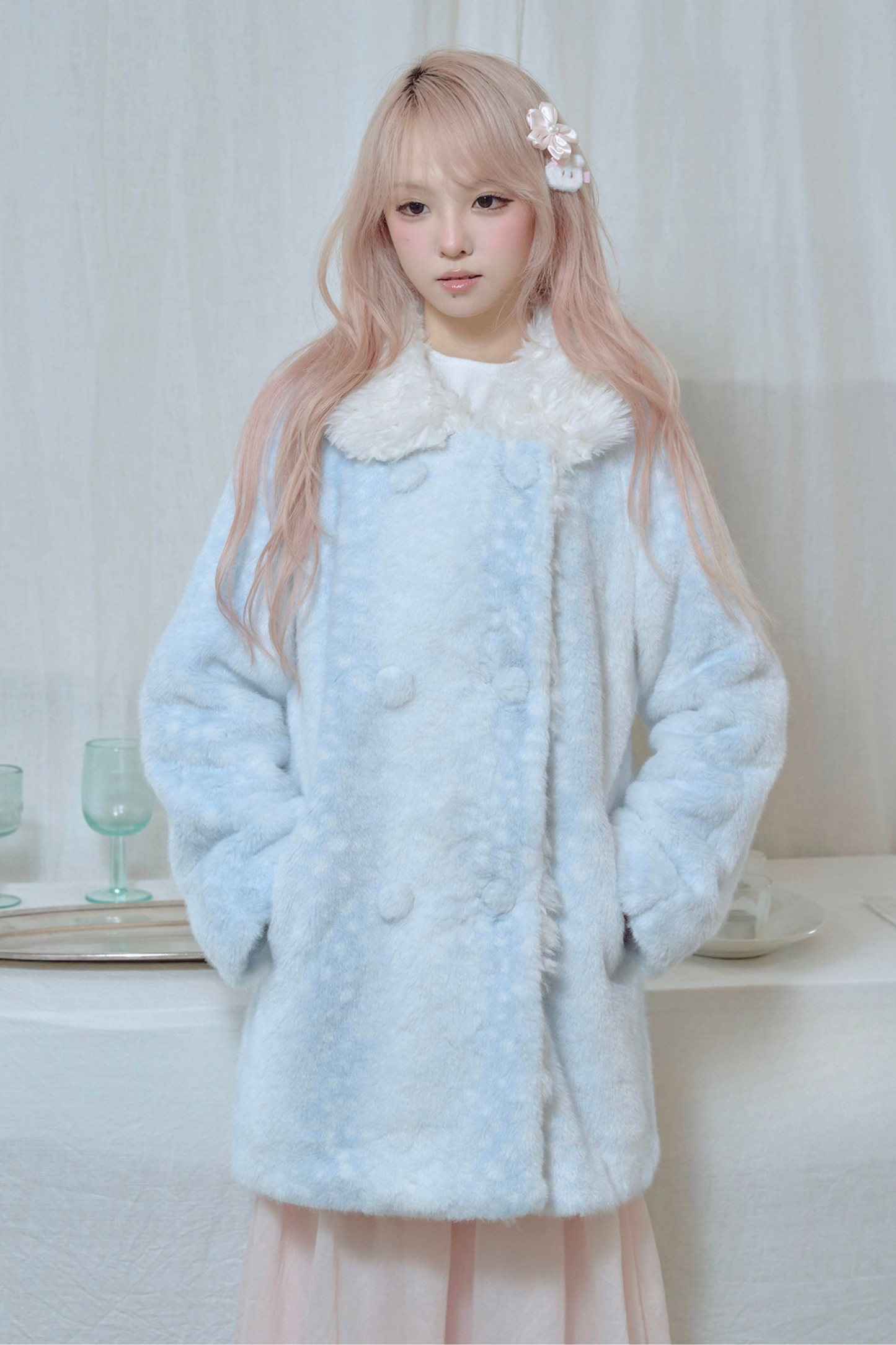 Gradient Rabbit Fur Coat