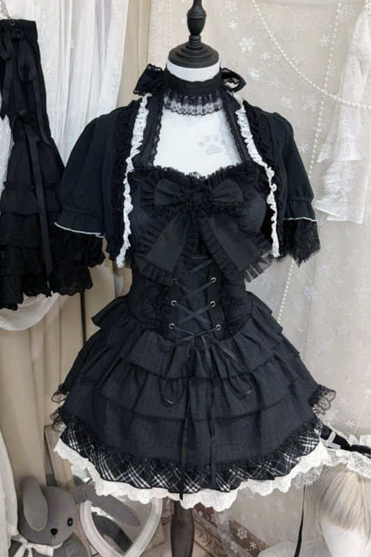 ダークレースリボンドレス+ジャケット