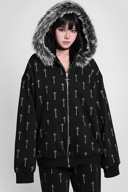 クロスファーフードパーカー