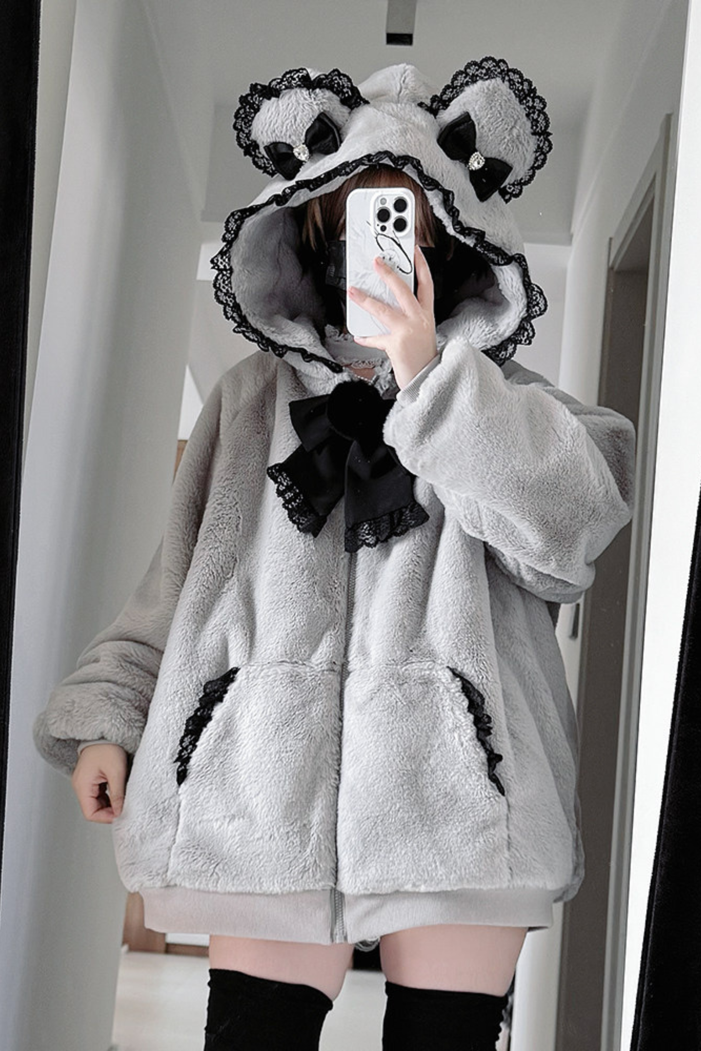 Snow Mouse Lace Fur Coat