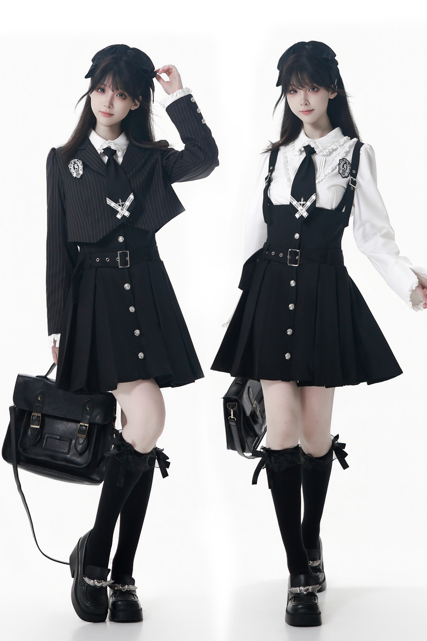 College Jacket + Suskirt + Blouse + Tie