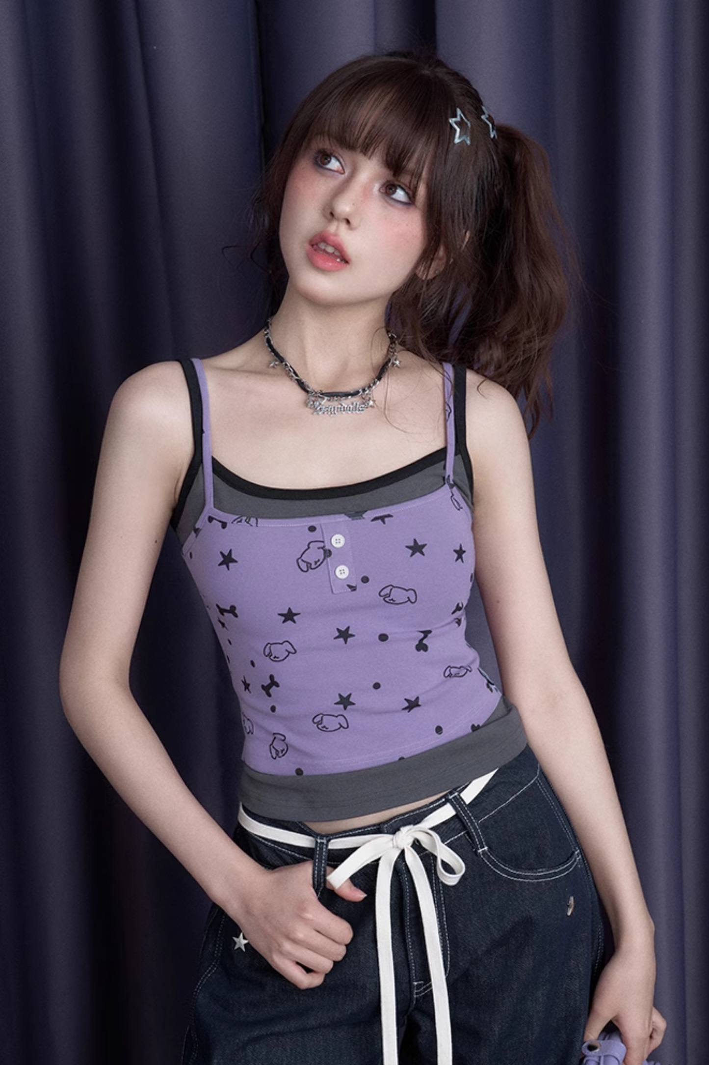 ツートンカラースプライスタンクトップス