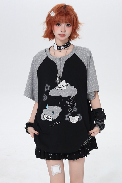 Two-Tone Loose Oversized Top