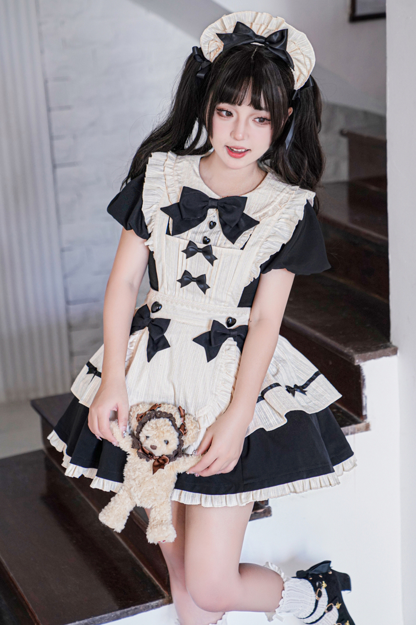 Little Maid Elegant Lolita Dress + Apron + Sleeve + Headband