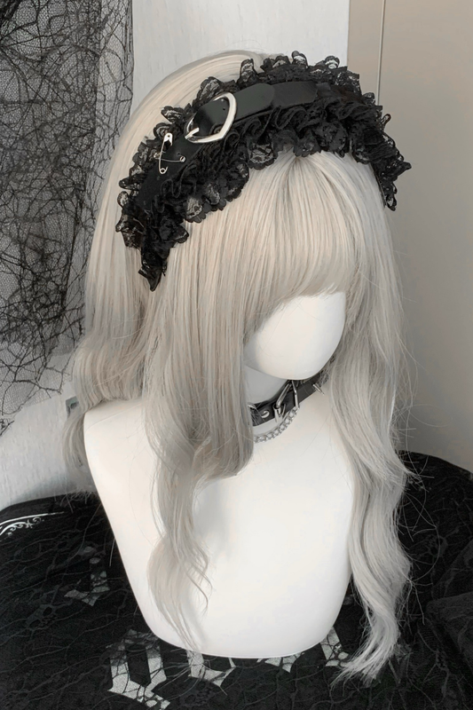 Love Leather Buckle Lace Headband