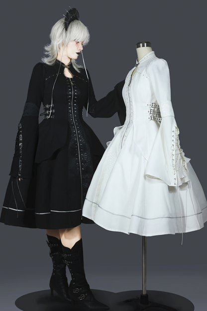 ダークナイトゴシックロリータドレス+ベールヘアアクセサリー