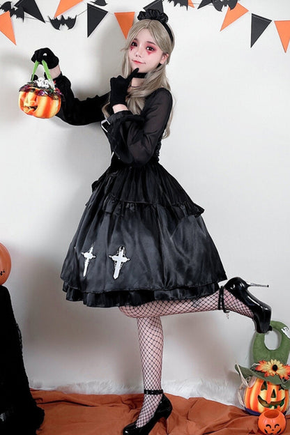 Gothic Cross Black Cosplay Dress