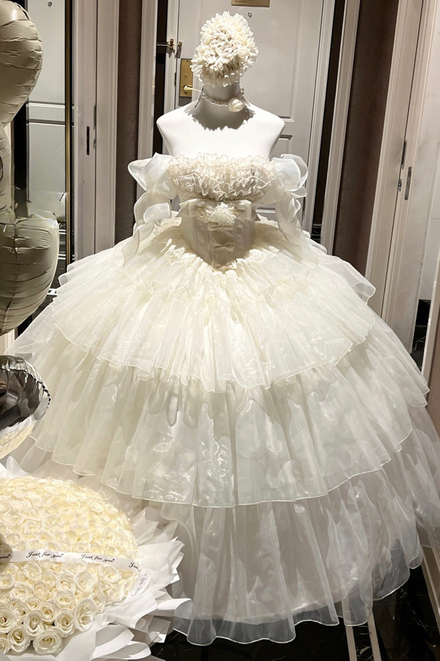 ファーストラブフローラルドレス+スリーブ