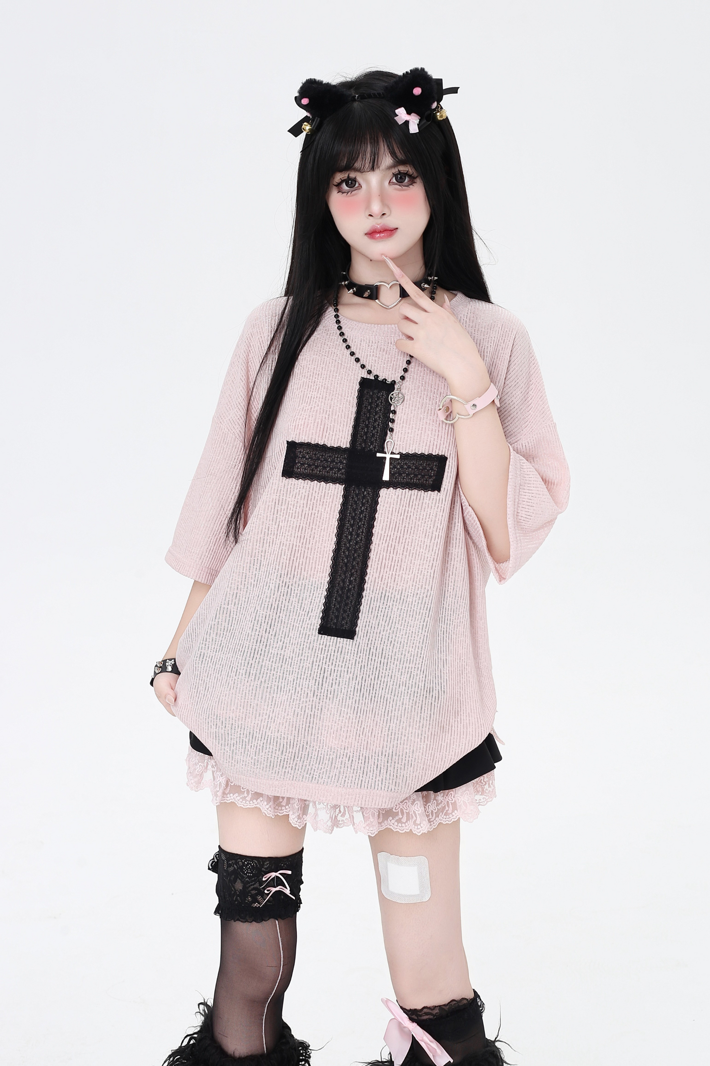 サブカルチャークロスパッチルーズトップス