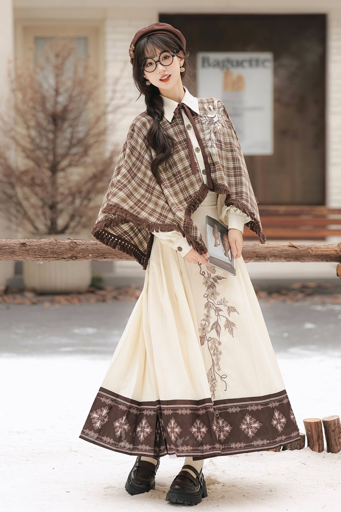 レトロチェックトップス＋スカート