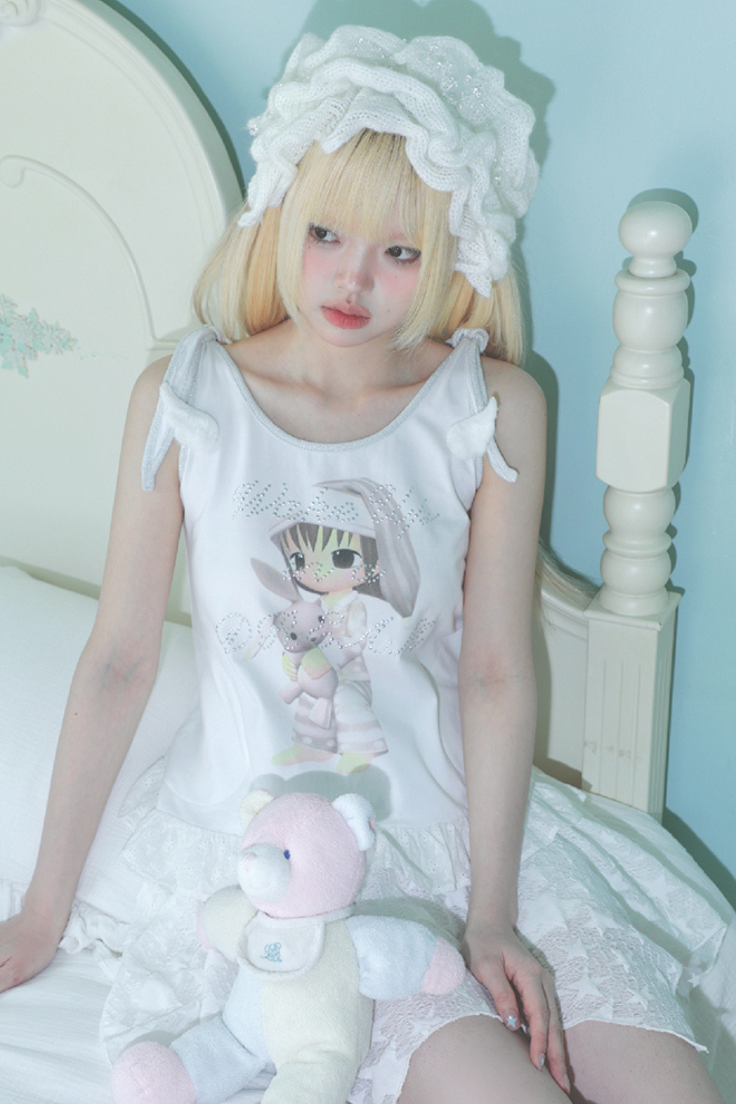 ウィング レーススリムノースリーブワンピース