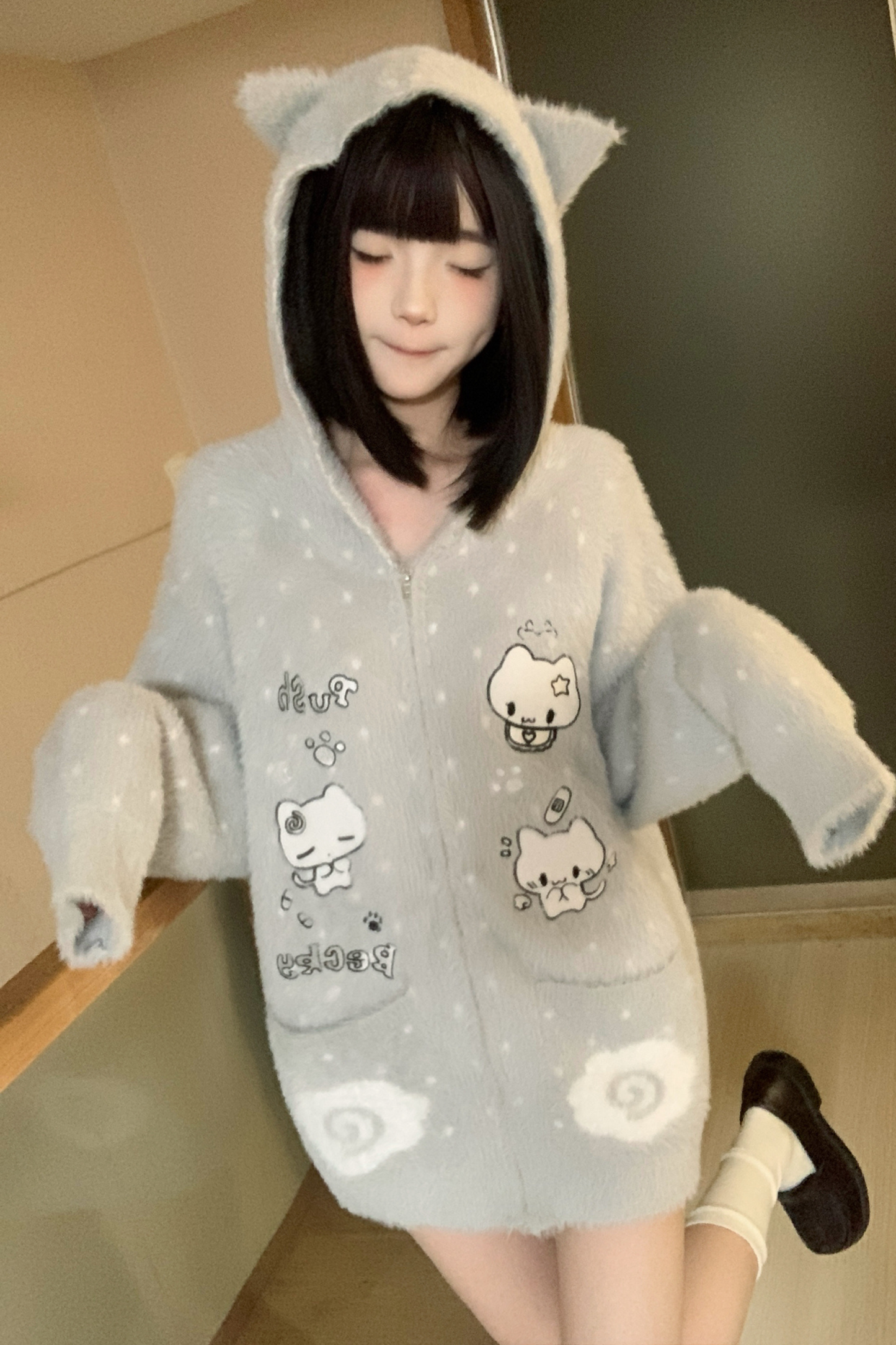 キャットフードニットルーズカーディガン