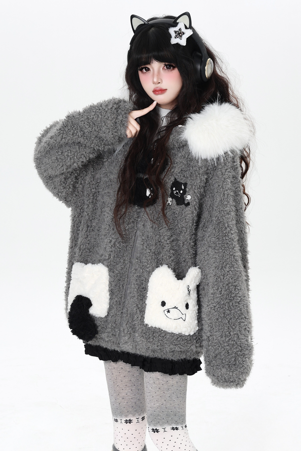 Cat Ear Fleece Hooded Outerwear