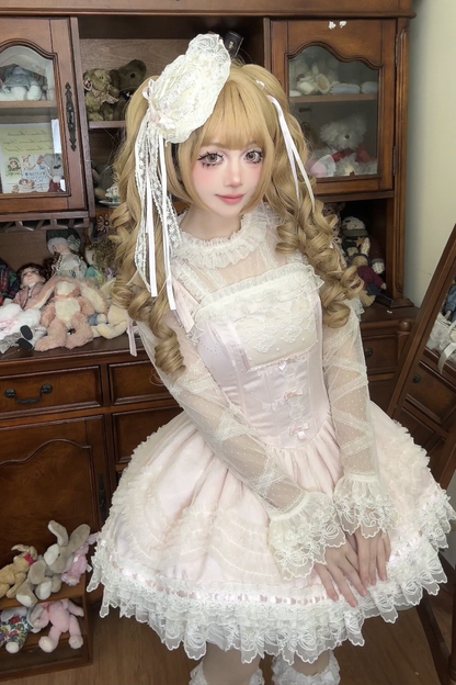 甜美珍妮蘿莉塔吊帶裙+項鍊+帽子+髮帶