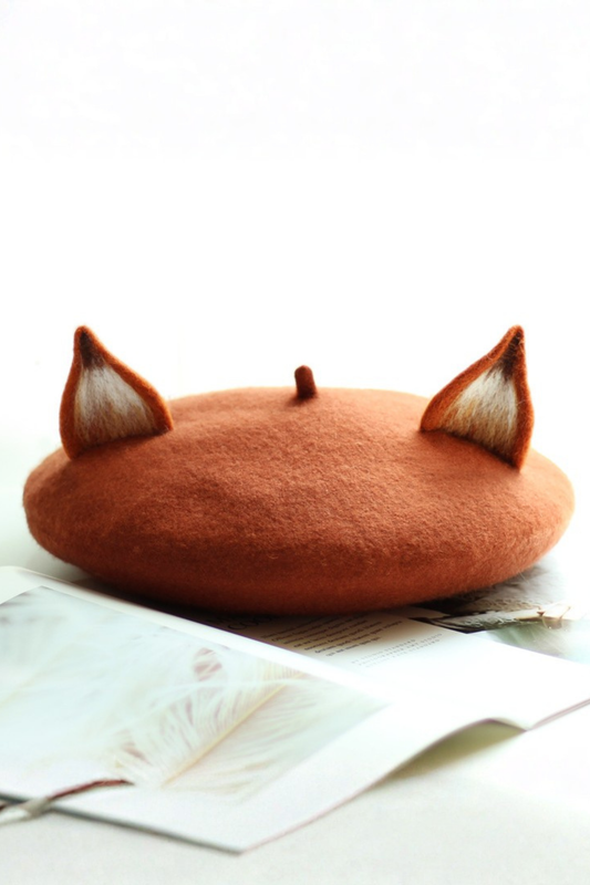 Wool Felt Fox Beret