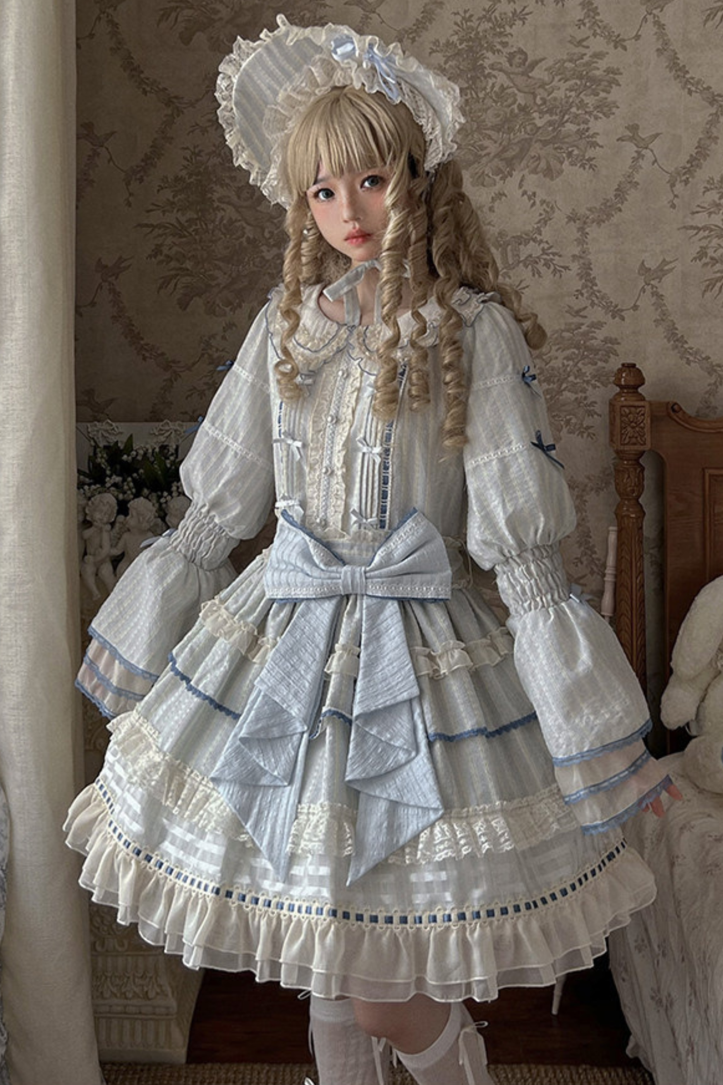 アクアドールロリータドレス+ヘアバンド+リボン