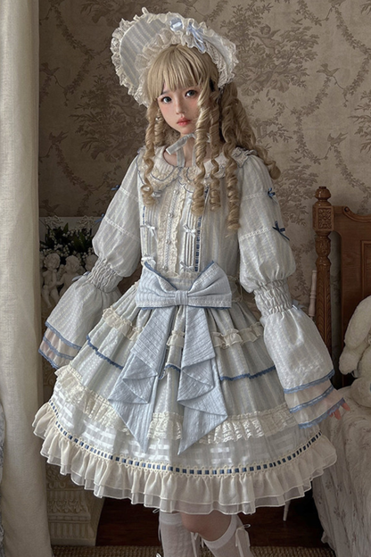 アクアドールロリータドレス+ヘアバンド+リボン