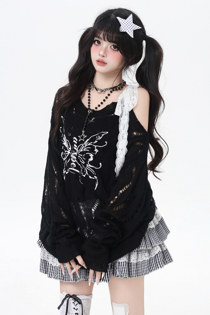 レースストラップオフショルダートップス