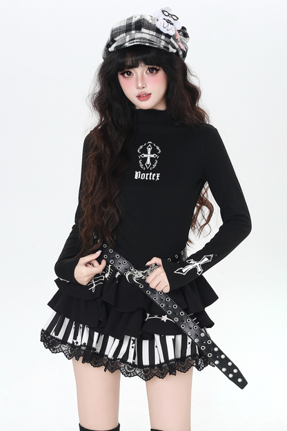 クロススリムタートルネックトップス