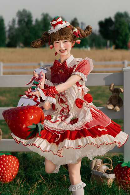 Cream Rose Berry Over Skirt Dress