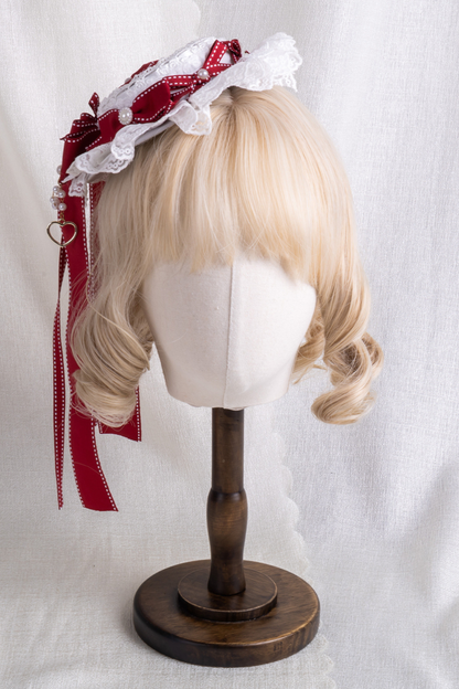 レースステッチロリータヘアバンド+ハットクリップ