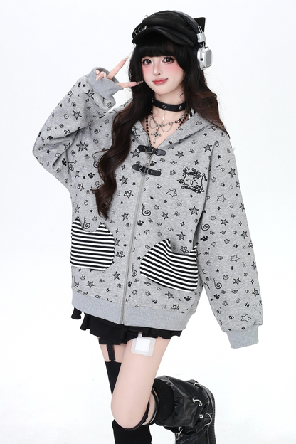 バニーフードルーズスタージップパーカー