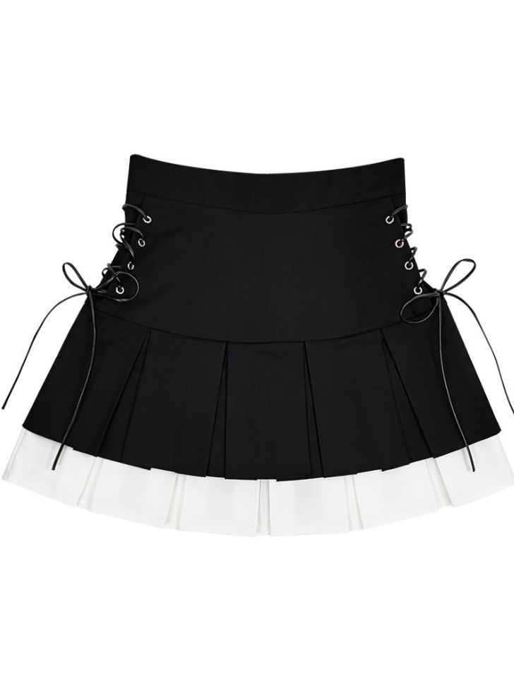 Side lace -up layered skirt