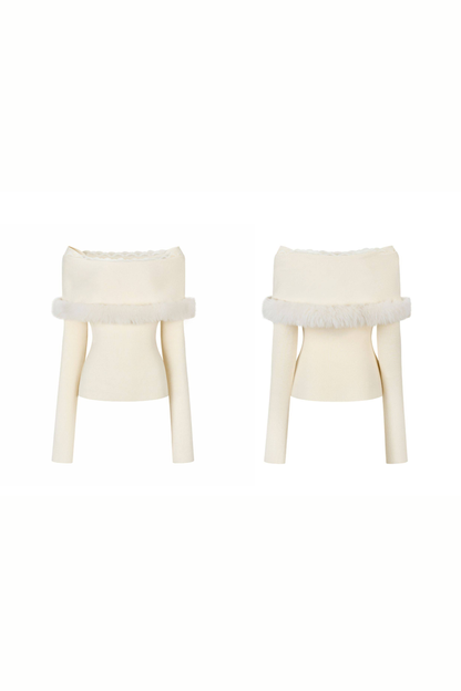 Elegant off-the-shoulder knit + mermaid skirt